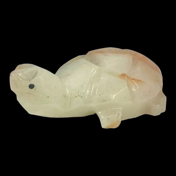 Hand Carved Onyx Stone Turtle Figurine Paperweight Mini 4" Sculpture Decor Piece - Picture 4 of 10